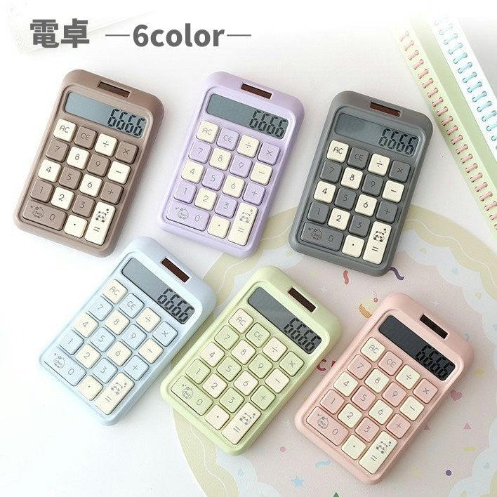 電卓 ソーラー電源 電池式 2電源 卓上計算機 学習用 家庭用 オフィス 事務用品 デスク用品 学校 会計 店舗 レジ コンパクト おしゃれ かわいい ステーショナリー用品 文房具 リチウム