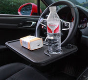 ハンドルテーブル 車用 車載テーブル カーテーブル 2way 両面 カー用品 簡易テーブル デスク 車内食事 パソコン作業 読書 便利