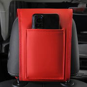 ヘッドレストカバー 1枚 収納ポケット付き 車用品 カーアクセサリー 運転席 助手席 車内 汚れ防止 傷防止 取付簡単 レザー調 清潔 マジック テープ 面ファスナー おしゃれ ドレスアップ カーインテリア用品 フェイクレザー