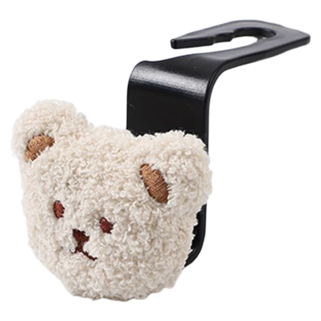 カーシートフック カーフック 後部座席用 カー用品 カーアクセサリー 単品 1個 車用フック クマ ウサギ かわいい もこもこ ヘッドレストフック 車載荷物掛け 車内収納 簡単設置
