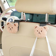 カーシートフック カーフック 後部座席用 カー用品 カーアクセサリー 単品 1個 車用フック クマ ウサギ かわいい もこもこ ヘッドレストフック 車載荷物掛け 車内収納 簡単設置