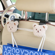 カーシートフック カーフック 後部座席用 カー用品 カーアクセサリー 単品 1個 車用フック クマ ウサギ かわいい もこもこ ヘッドレストフック 車載荷物掛け 車内収納 簡単設置