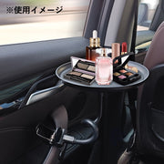 車用テーブル トレイ 車載 車内 クリップ式 車用品 カー用品 簡易テーブル 挟む 食事 飲食 小物置き 円形 ラウンド 曲がる 便利