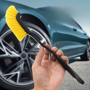 洗車ブラシ ホイールブラシ タイヤブラシ 単品 1本 柄付き カー用品 洗車用品 スティックタイプ 自動車 バイク 掃除 清掃 コンパクト スタイリッシュ スリム 細目
