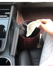 ゴミ箱 車用 カー用品 車内 車載 ごみ箱 折りたたみ 折り畳み 吊り下げ 筒型 コンパクト フェイクレザー レザー調 シンプル 便利 カーアクセサリー