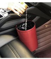 ゴミ箱 車用 カー用品 車内 車載 ごみ箱 折りたたみ 折り畳み 吊り下げ 筒型 コンパクト フェイクレザー レザー調 シンプル 便利 カーアクセサリー