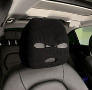 ヘッドレストカバー 単品 1枚 車載 カー用品 目出し帽風 ユニーク おもしろ 運転席 助手席 防犯対策 被せる 簡単装着 汚れ防止 傷防止 カーアクセサリー ヘッドレストキャップ