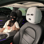 ヘッドレストカバー 単品 1枚 車載 カー用品 目出し帽風 ユニーク おもしろ 運転席 助手席 防犯対策 被せる 簡単装着 汚れ防止 傷防止 カーアクセサリー ヘッドレストキャップ