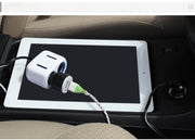 シガーソケット カーチャージャー 2in1 車用 ソケット分配器 ２連 USB LEDライト付き ひかる カーアクセサリー 増設 充電用 多機能