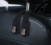シートフック ヘッドレストフック 単品 2連 ダブルフック 車用 カー用品 荷物掛け 荷掛け バッグハンガー 車内収納 ホルダー 車内アクセサリー 後部座席 シート裏 ゴミ袋掛け 買い物袋掛け かばん掛け スマホホルダー 取り付け簡単 おしゃれ レザー調 ステッチ シンプル スマート 省スペース 便利グッズ 多用途