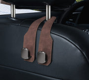 シートフック ヘッドレストフック 単品 2連 ダブルフック 車用 カー用品 荷物掛け 荷掛け バッグハンガー 車内収納 ホルダー 車内アクセサリー 後部座席 シート裏 ゴミ袋掛け 買い物袋掛け かばん掛け スマホホルダー 取り付け簡単 おしゃれ レザー調 ステッチ シンプル スマート 省スペース 便利グッズ 多用途
