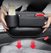 シートポケット 車用 隙間収納 サイド収納 ポケット レザー調 車載 カー用品 運転席 助手席 コンソール 隙間活用 大容量 仕切り 充電穴 落下防止 小物入れ ドリンクホルダー スマホ 鍵 紛失防止 便利 お洒落