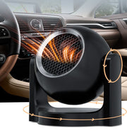 車載用ファンヒーター 粘着テープ 貼り付け 360度回転 カーアクセサリー カー用品 車用 12V 暖房 温風 送風 小型 霜取り 曇り止め 除雪 暖かい 冬 ブラック ホワイト 黒 白