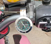 バイククロック バイク用 自転車用 時計 アナログ時計 ハンドル 取り付け ミニサイズ 夜光 光る 電池式 かわいい おしゃれ アクセサリー カスタマイズ DIY