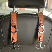 シートフック 2個セット 2段 ヘッドレストフック 車用 カー用品 荷物掛け 荷掛け 車内収納 ホルダー レザー調 フェイクレザー 車内アクセサリー 後部座席 シート裏 ゴミ袋掛け 買い物袋掛け かばん掛け 取り付け簡単 シンプル スマート 省スペース 便利グッズ 黒 灰 茶 ピンク カーキ