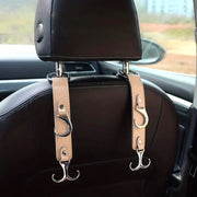 シートフック 2個セット 2段 ヘッドレストフック 車用 カー用品 荷物掛け 荷掛け 車内収納 ホルダー レザー調 フェイクレザー 車内アクセサリー 後部座席 シート裏 ゴミ袋掛け 買い物袋掛け かばん掛け 取り付け簡単 シンプル スマート 省スペース 便利グッズ 黒 灰 茶 ピンク カーキ
