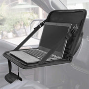 カーテーブル フロントテーブル 車載トレイ 折りたたみ式 PC ノートパソコン テーブル トレイ ドリンクホルダー ポケット ハンドル設置 高さ調節可能 持ち手付き 持ち運び コンパクト 小物置き 便利 シンプル ブラック