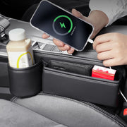 車用 シートポケット サイド収納ボックス PUレザー 車載カー用品 運転席 助手席 コンソール隙間活用 大容量 仕切り 落下防止 小物入れ