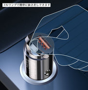 シガーソケット 車載充電器 車用 2ポート 単品 急速充電 3.0A USB-A Type-C デュアルポート 12V 24V コンパクト 軽量 ブラック