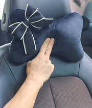 ネッククッション 単品 ネックパッド 首枕 クッション ネックピロー ヘッドレスト 車 ドライブ 首当て リボン 運転 簡単取り付け お出かけ 長距離