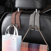 シートフック ヘッドレストフック 車用 カー用品 荷物掛け 荷掛け バッグハンガー 車内収納 ホルダー 車内アクセサリー 後部座席 シート裏 ゴミ袋掛け 買い物袋掛け かばん掛け 取り付け簡単 ダブルフック おしゃれ レザー調 ステッチ 単品 シンプル スマート 省スペース 便利グッズ