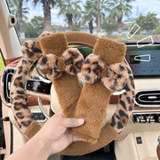 シートベルトカバー 単品 シートベルトパッド クッション リボン ヒョウ柄 カー用品 便利グッズ 面ファスナー マジック テープ 簡単装着 擦れ軽減 ショルダーパッド おしゃれ かわいい 自動車 カーアクセサリー 雑貨