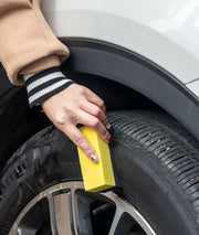タイヤワックススポンジ 洗車スポンジ ワックスがけ 車用品 カー用品 メンテナンス用品 洗車用品 洗車グッズ 汚れ落とし ホコリ取り アーチ型 カーブ 車内 タイヤ 洗車用スポンジ ワックススポンジ コンパクト 便利グッズ 黒 黄