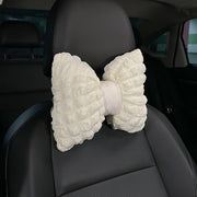 車用クッション シートクッション 首用 腰用 単品 1個 リボン型 カー用品 カーアクセサリー 首枕 ネックパッド ネックピロー 腰当て ランバーサポート 負担軽減 長時間走行 運転 ドライブ 旅行 長距離