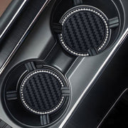 車用コースター カップホルダーマット 同色2個セット 同色2枚セット 滑り止め 丸型 ラウンド型 円形 ラインストーン ネオンカラー ツートンカラー バイカラー ドリンクホルダー シリコン製 車用内装用品 カー用品