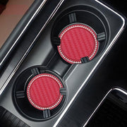 車用コースター カップホルダーマット 同色2個セット 同色2枚セット 滑り止め 丸型 ラウンド型 円形 ラインストーン ネオンカラー ツートンカラー バイカラー ドリンクホルダー シリコン製 車用内装用品 カー用品