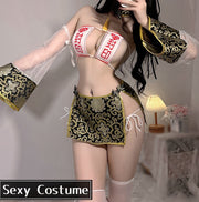 コスプレ衣装 セクシーコスチューム 5点セット ハロウィン チョーカー トップス Tバック スカート コスチューム セクシー 仮装 変装 女性用 お札 封印 ゾンビ風 仮装パーティー イベント衣装