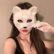 フェイスマスク 仮面 お面 コスプレ用品 パーティー イベント ハロウィン キツネ 狐 コスチューム アクセサリー お祭り フェイクファー 仮装