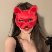 フェイスマスク 仮面 お面 コスプレ用品 パーティー イベント ハロウィン キツネ 狐 コスチューム アクセサリー お祭り フェイクファー 仮装