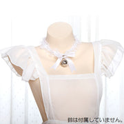セクシーコスチューム エプロン風 レディース シースルー 透け感 バッククロス 背中リボン ウェイトレス 衣装 仮装