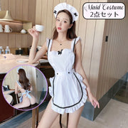 コスプレ衣装 メイド服 2点セット レディース エプロン カチューシャ コスチューム セクシーランジェリー ベビードール 制服