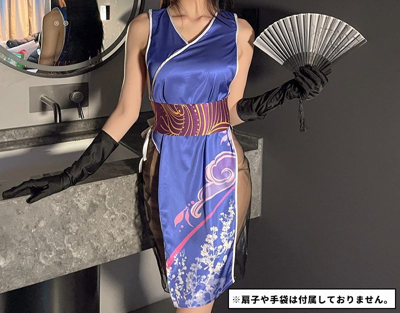 セクシーコスチューム チャイナドレス風 3点セット 帯 ベルト メッシュスカート 商品画像2