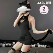 コスプレ衣装 コスチューム 3点セット レディース コスプレ 猫 ねこ シッポ Tバック 猫耳 ヘアアクセサリー