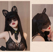 アイマスク レディース レース 花柄 刺繍 ウサギ 猫 耳付き 仮面 コスプレ 仮装 ハロウィン パーティー イベント セクシー