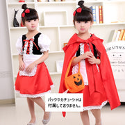 子供用 コスプレ衣装 キッズ ジュニア 子供服 女の子 魔女 赤ずきん フード付きマント 赤 ワンピース 長袖 半袖 リボン付き 衣装 ハロウィン イベント 発表会 かわいい 70 80 90 100 110 120 130 140 150