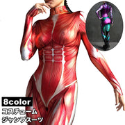 ジャンプスーツ 全身タイツ キャットスーツ レディース 女性 コスプレ衣装 3D プリント サイバー メカニカル サイバーパンク サイボーグ ボディスーツ 長袖 長ズボン ハイネック タイト セクシー コスチューム 仮装 ハロウィン 婦人用