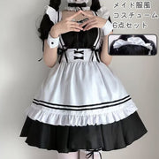 コスプレ衣装 メイド服 6点セット コスプレセット レディース 女性用 コスチューム 仮装 イベント ハロウィン パーティー 変装
