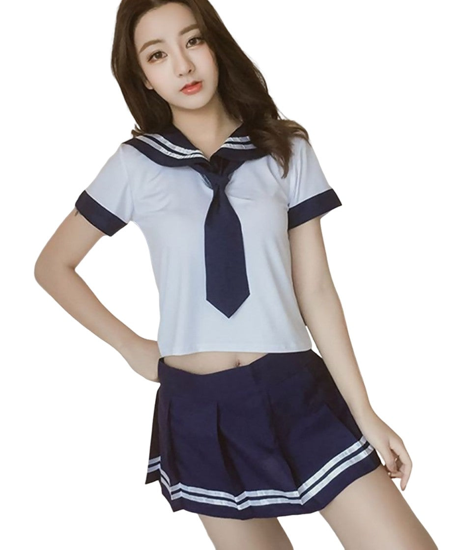 コスチューム セーラー服 上下セット 学生服 女子高生 コスプレ シャツ 半袖 ミニスカート ネクタイ JK レディース 女性用 衣装 イベント ハロウィン セクシー 可愛い 大人用