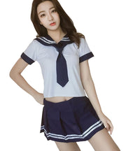 コスチューム セーラー服 上下セット 学生服 女子高生 コスプレ シャツ 半袖 ミニスカート ネクタイ JK レディース 女性用 衣装 イベント ハロウィン セクシー 可愛い 大人用