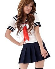 コスチューム セーラー服 上下セット 学生服 女子高生 コスプレ シャツ 半袖 ミニスカート ネクタイ JK レディース 女性用 衣装 イベント ハロウィン セクシー 可愛い 大人用