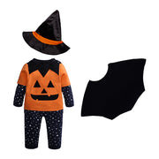 コスチューム ハロウィン キッズ ベビー 男の子 女の子 子供用 トップス ロングパンツ マント 帽子 4点セット コスプレ パーティー かわいい かぼちゃ 星柄 仮装 衣装 イベント
