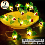 イルミネーションライト LED 電池式 USB給電式 2m 20球 IP43 防水 防塵 装飾 電飾 点灯 クリスマス パーティ