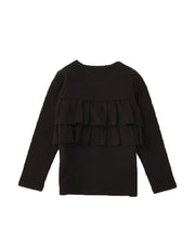 子供服 フリルトップス フリル ロンT 長袖Tシャツ Tシャツ キッズ ジュニア 女の子 ガールズ かわいい くすみカラー 無地 丸襟 着まわし ラウンドネック カラバリ豊富