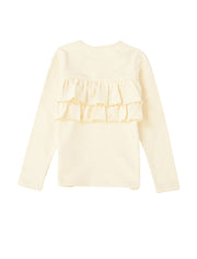 子供服 フリルトップス フリル ロンT 長袖Tシャツ Tシャツ キッズ ジュニア 女の子 ガールズ かわいい くすみカラー 無地 丸襟 着まわし ラウンドネック カラバリ豊富
