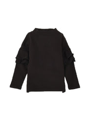 子供服 フリルトップス フリル ロンT 長袖Tシャツ Tシャツ キッズ ジュニア 女の子 ガールズ かわいい くすみカラー 無地 丸襟 着まわし ラウンドネック カラバリ豊富