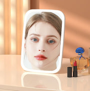 卓上ミラー スタンドミラー 女優ミラー LEDライト 調光可能 充電式 角度調整可 メイクミラー 化粧鏡 鏡 卓上鏡 便利 照明 リチウム